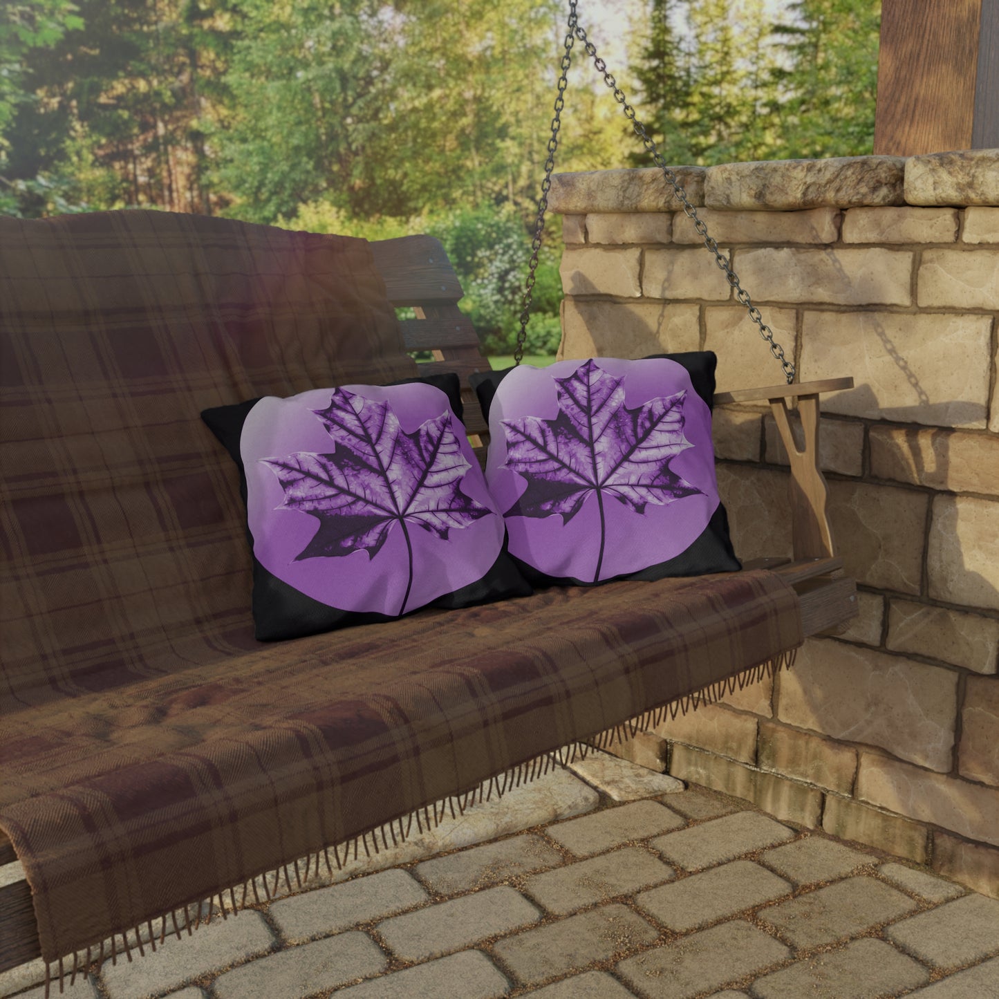 Purple Maple Leaf 16" x 16" Outdoor Pillow