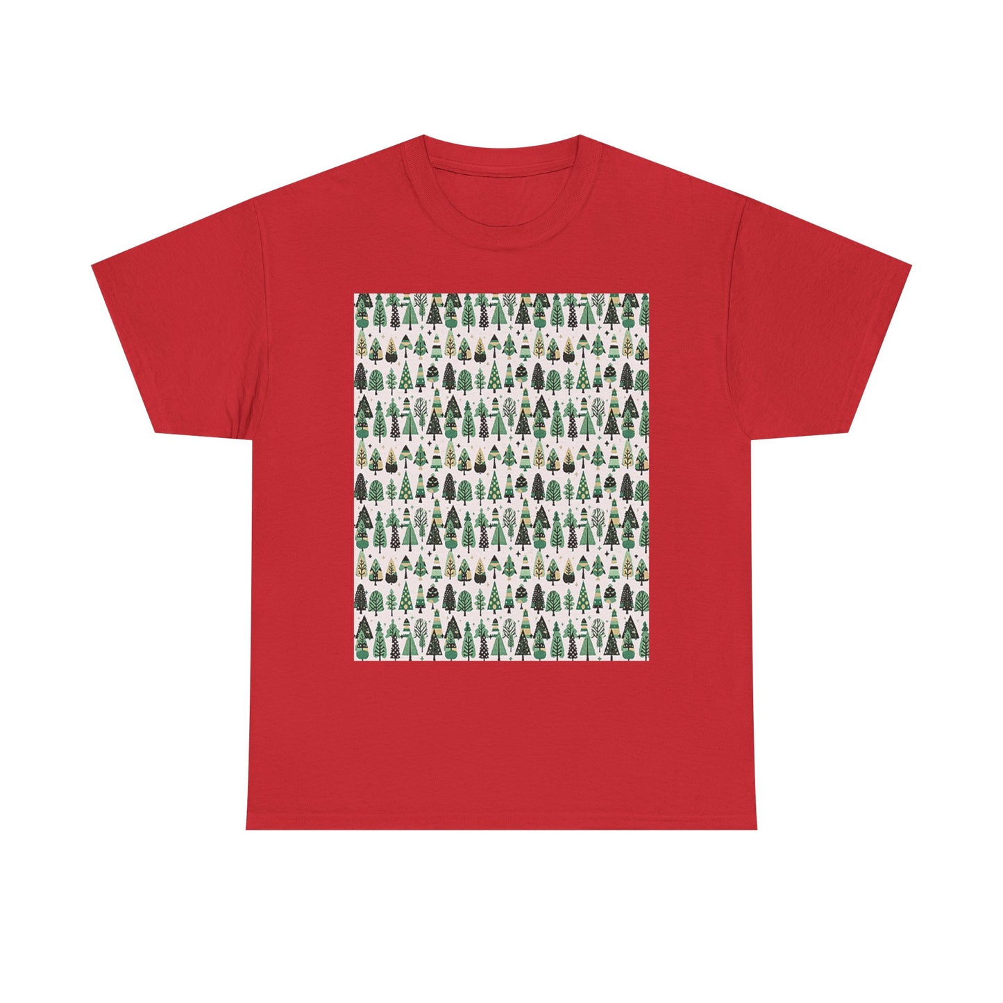 Mini Vintage Green Trees Unisex Heavy Cotton Tee, Small
