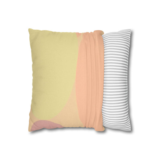 Pastel Hot Peach Patches Spun Polyester Square Pillowcase, 14" x 14"