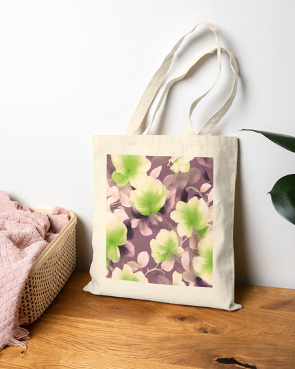 Lime Lavender Floral Bunch Cotton Canvas Tote Bag