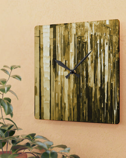 Striped Light Brown Acrylic Wall Clock, Round or Square, 10.75" x 10.75"