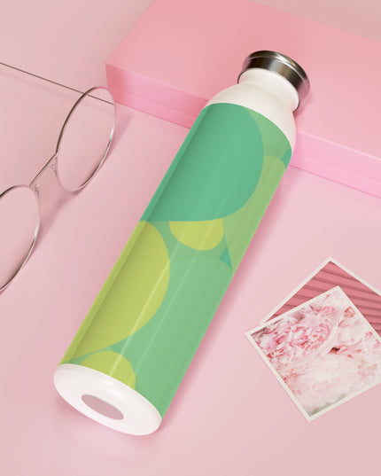 Pastel Green Patches Slim Water Bottle, 20 oz White