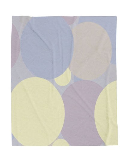 Pastel Soft Blue and Soft White Patches Velveteen Plush Blanket, 50" x 60"