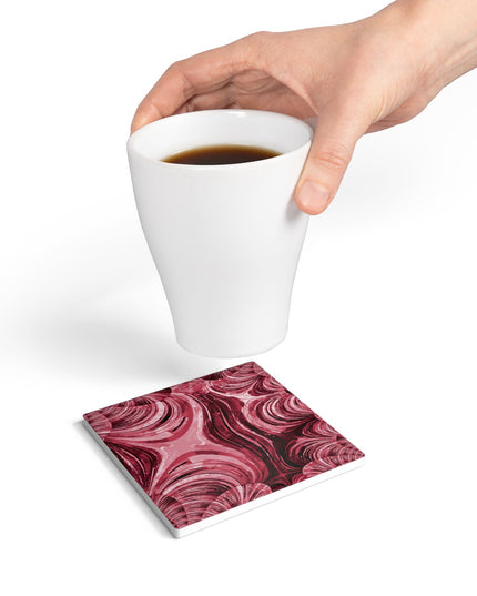 Uzi Spiral Ruby 4" x 4" Square Ceramic Coaster