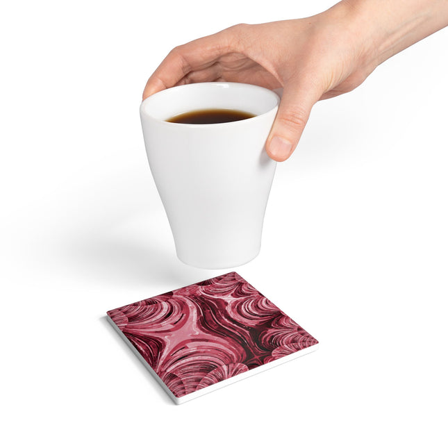 Uzi Spiral Ruby 4" x 4" Square Ceramic Coaster