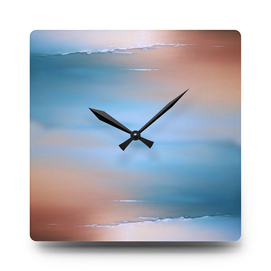Blue Sea Peach Fog Acrylic Wall Clock, Round or Square, 10.75" x 10.75"