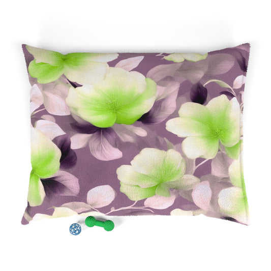 Lime Lavender Floral Bunch Pet Bed, 50" × 40"