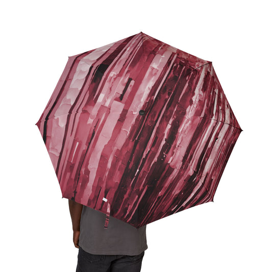 Striped Ruby Foldable Umbrella - Compact & Chic