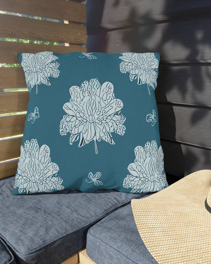 Tif Green White Floral Butterflies 20" x 20" Outdoor Pillows