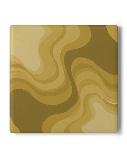 Brown Wavey 4" x 4" Square Ceramic Coaster