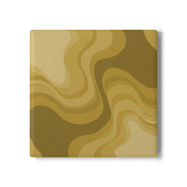 Brown Wavey 4" x 4" Square Ceramic Coaster