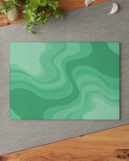 Mint Green Wavey 8" x 11" Glass Cutting Board