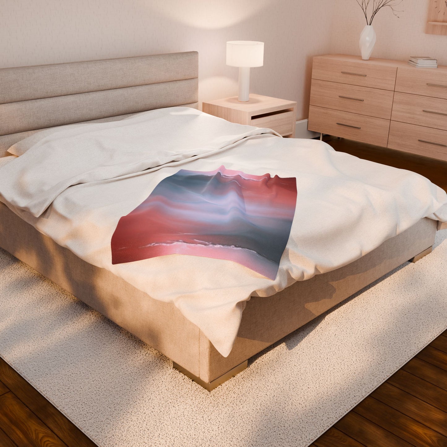 Gray Sea Pink Fog Velveteen Plush Blanket, 30" x 40"