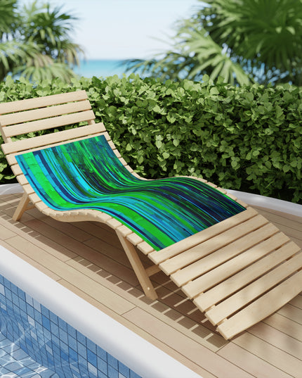 Striped Blue Green Beach Towel, 24" x 44"