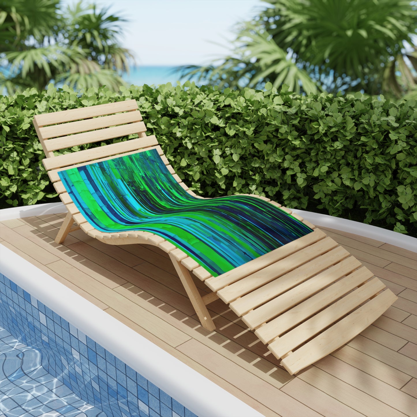 Striped Blue Green Beach Towel, 24" x 44"