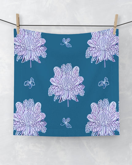 Lavender Floral Butterflies Face Towel, 13" x 13"