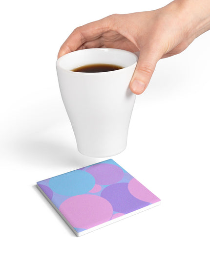 Pastel Purple and Mauve Patches 4" x 4" Square Ceramic Coaster