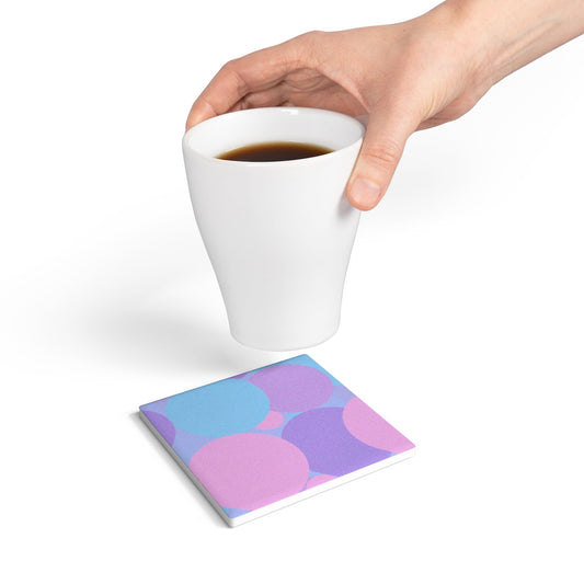 Pastel Purple and Mauve Patches 4" x 4" Square Ceramic Coaster