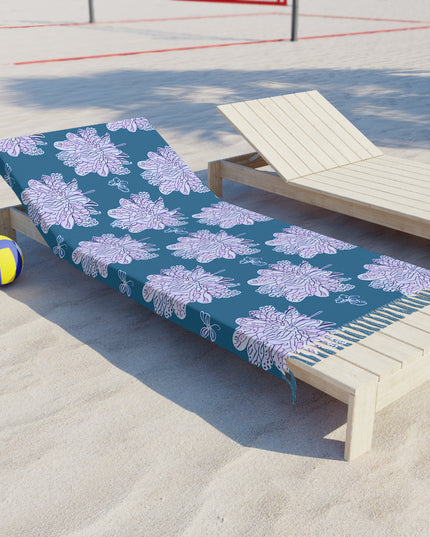 Lavender Floral Butterflies 38" × 81" Boho Beach Cloth