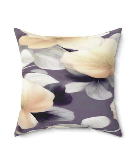 White Blush Floral Bunch Faux Suede Square Pillow, 18" x 18"