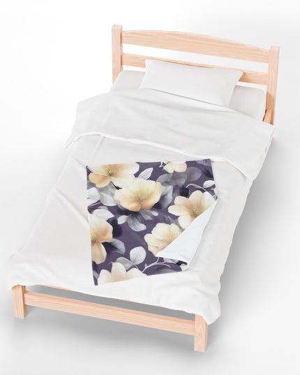 White Blush Floral Bunch Velveteen Plush Blanket, 30" x 40"