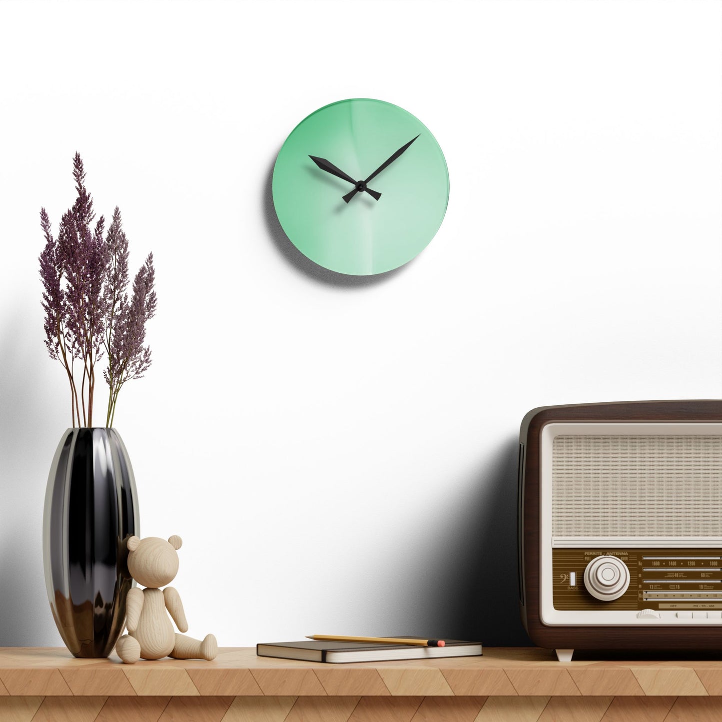 Mint Fade Acrylic Round Wall Clock, 8" x 8"