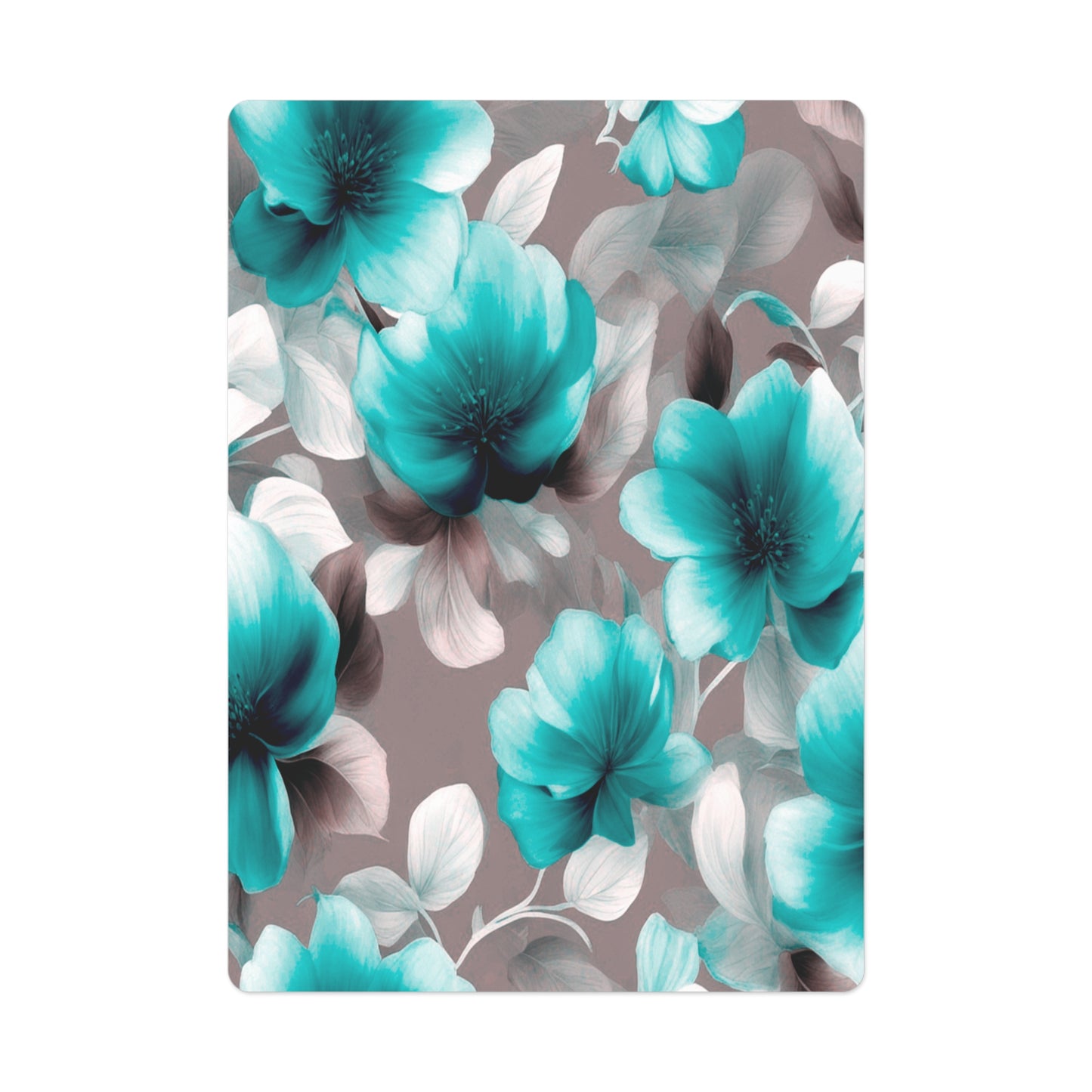 Tif Green Gray Floral Bunch Poker Cards