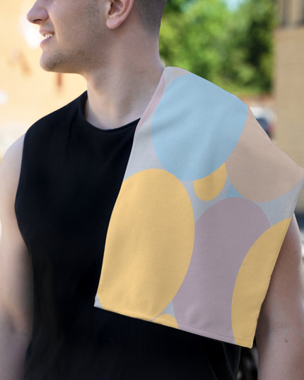 Pastel Baby Blue and Peach Patches Rally Towel, 11" x 18"