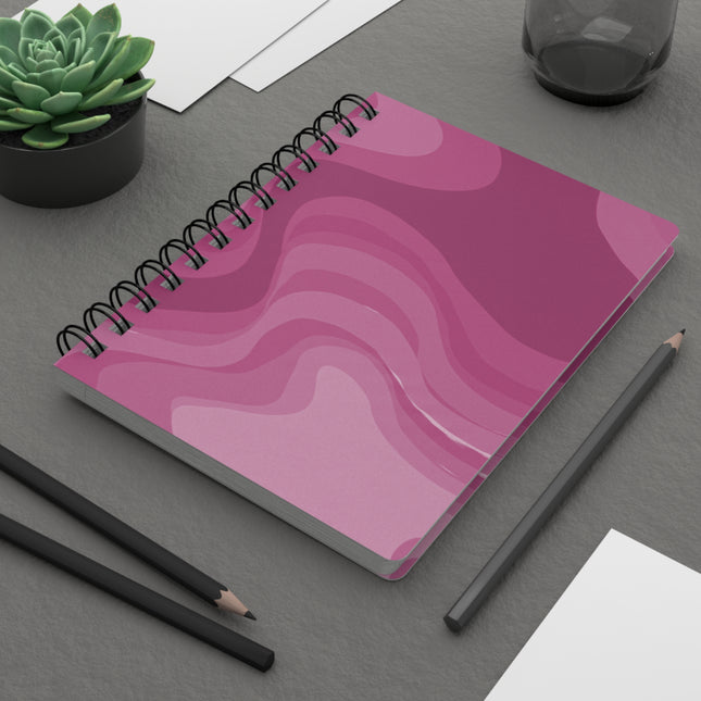 Pinky Mauve Wavey Spiral Bound Journal, 5" x 7" 150 pages