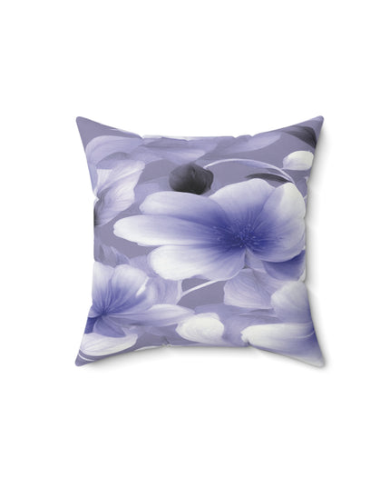 Indigo Blossom Floral Bunch Faux Suede Square Pillow, 14" x 14"