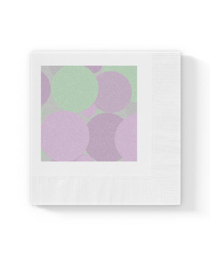 Pastel Lavender Purple and Soft Green Patches White Coined Napkins, 4.8" x 4.8"