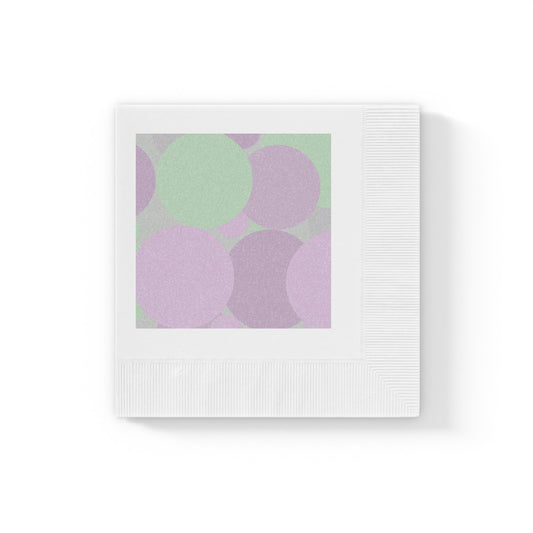 Pastel Lavender Purple and Soft Green Patches White Coined Napkins, 4.8" x 4.8"