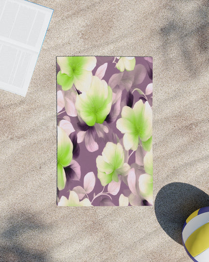 Lime Lavender Floral Bunch Beach Towel, 18" x 27"