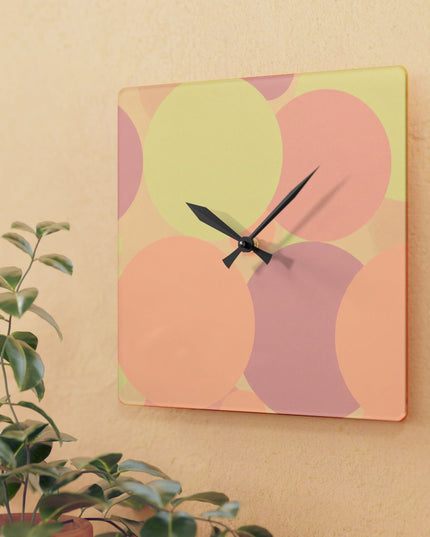 Pastel Hot Peach Patches Acrylic Wall Clock, Round or Square, 10.75" x 10.75"