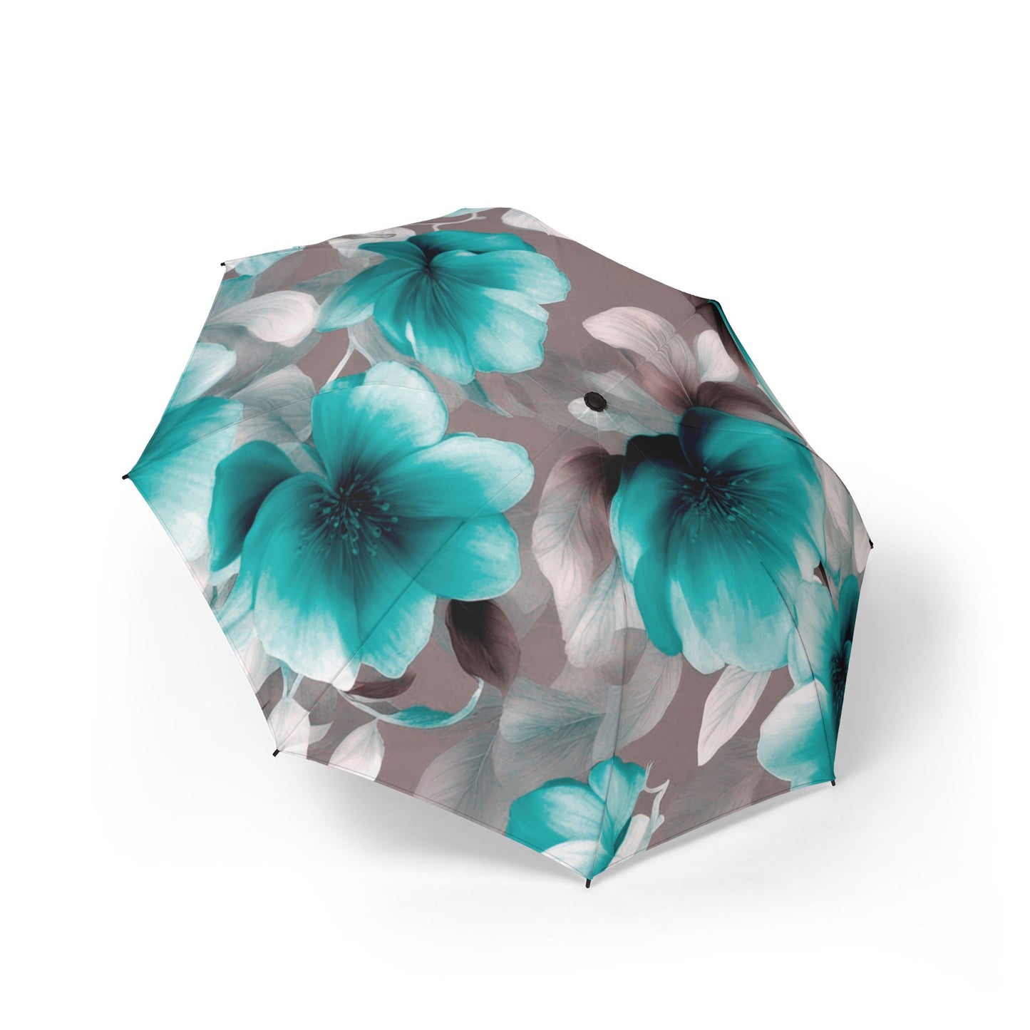 Tif Green Gray Floral Bunch Foldable Umbrella - Compact & Chic