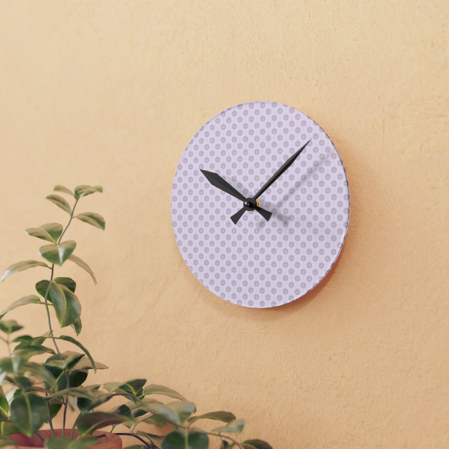 Pink Mornings Star-crossed Bodies Acrylic Round Wall Clock, 8" x 8"