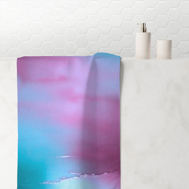 Wine Sea Blue Fog 30" x 60" Mink-Cotton Towel (50% polyester, 50% cotton)