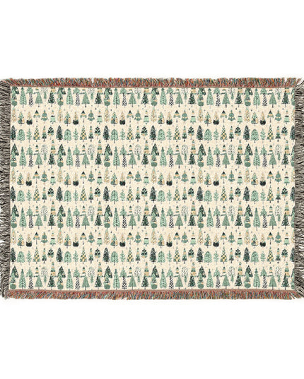 Mini Vintage Green Trees Woven Blanket, 52" x 37"