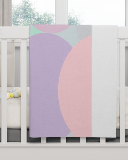Pastel Peach and Soft Green Patches Soft Fleece Baby Blanket, 30" x 40"
