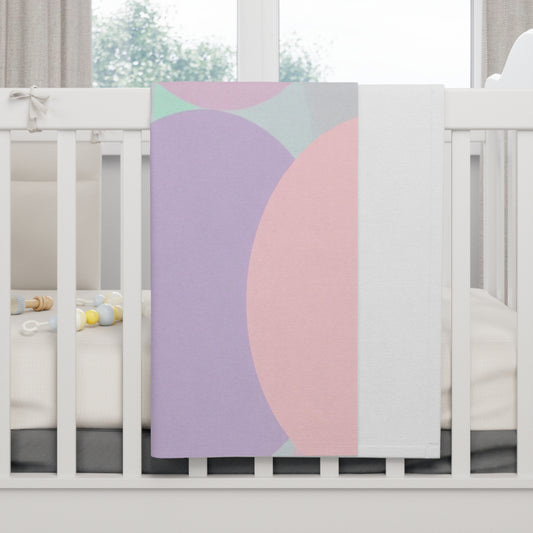 Pastel Peach and Soft Green Patches Soft Fleece Baby Blanket, 30" x 40"
