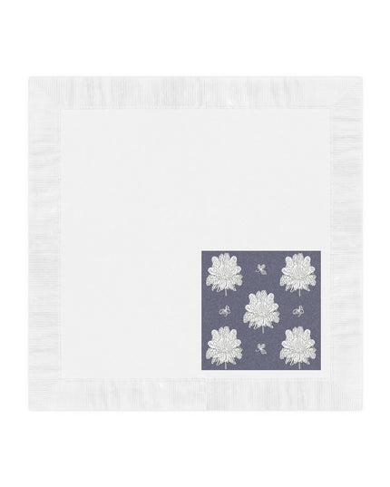 White Floral Butterflies White Coined Napkins, 6.5" x 6.5"