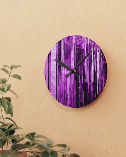 Striped Powder Lavender Acrylic Round Wall Clock, 8" x 8"