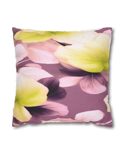 Lemon Blossom Floral Bunch Spun Polyester Square Pillowcase, 14" x 14"