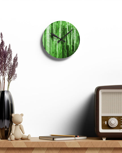 Striped Mint Pastels Acrylic Round Wall Clock, 8" x 8"