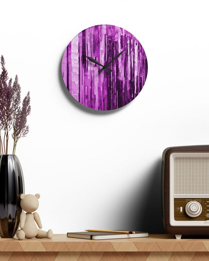 Striped Powder Lavender Acrylic Wall Clock, Round or Square, 10.75" x 10.75"