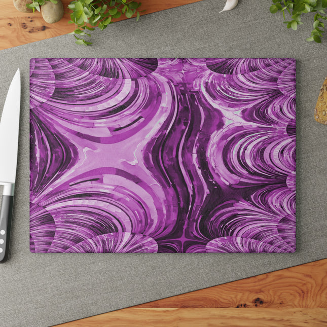 Uzi Spiral Powder Lavender 11" x 15" Glass Cutting Board