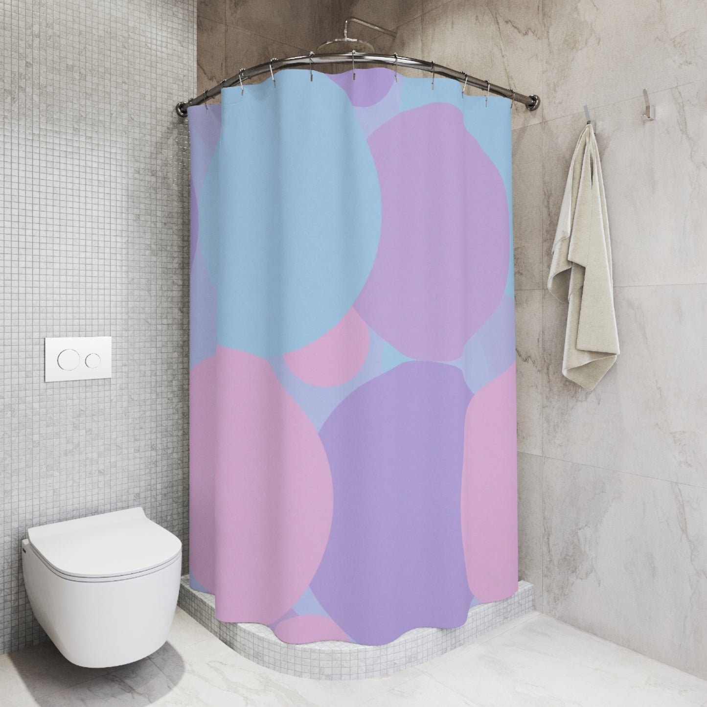 Pastel Purple and Mauve Patches Shower Curtains, 71" x 74"
