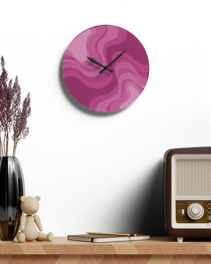PInky Mauve Wavey 10.75" x 10.75" Round or Square Acrylic Wall Clock