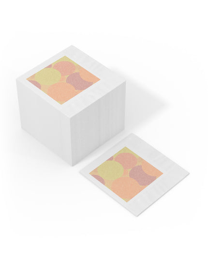 Pastel Hot Peach Patches White Coined Napkins, 6.5" x 6.5"