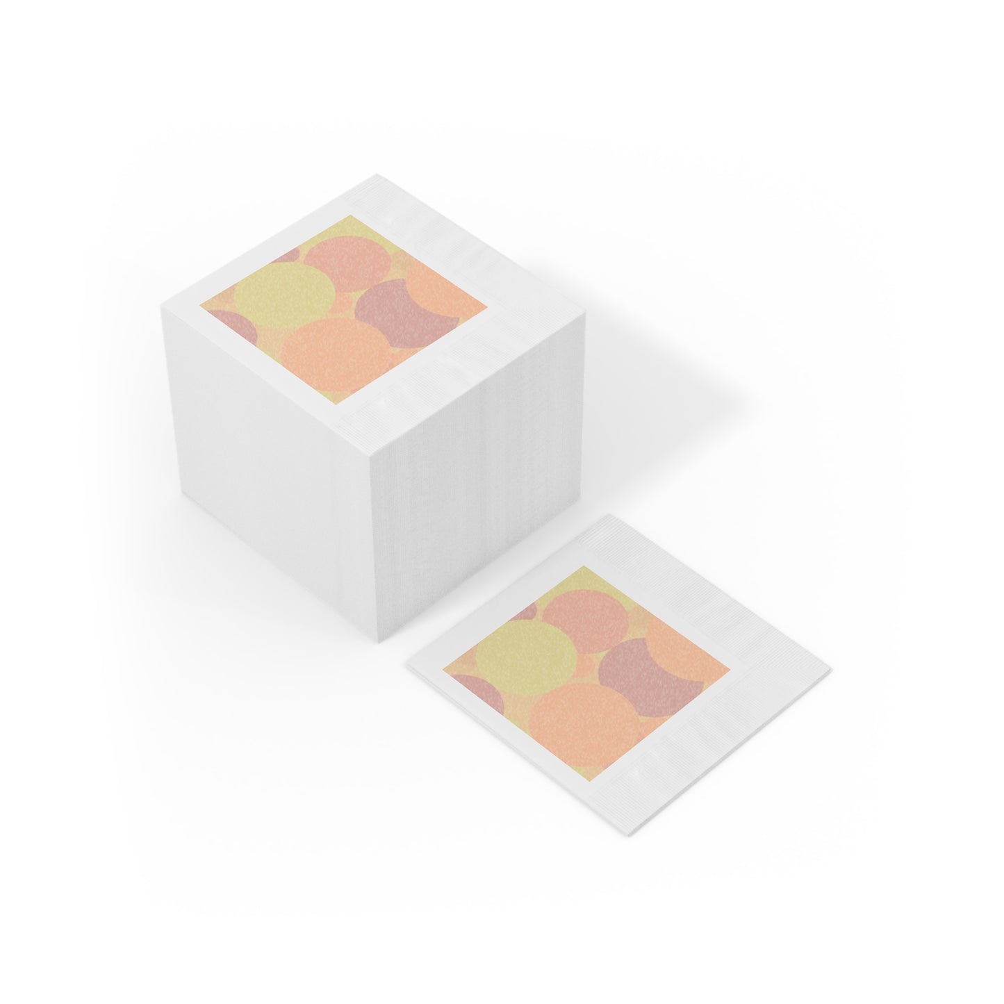 Pastel Hot Peach Patches White Coined Napkins, 6.5" x 6.5"